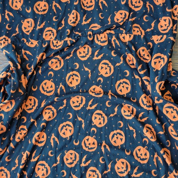 HOT TOPIC Black Orange Pumpkin Jack-O-Lantern Sleeveless Dress w/ Pockets 2X NWT - Picture 2 of 4